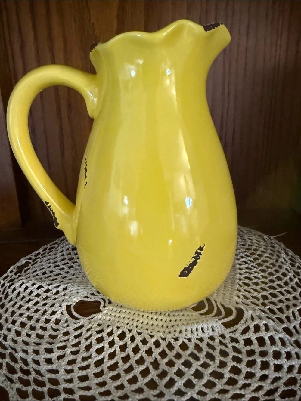 Sunny Yellow Ceramic Pitcher Decorative Vase